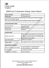SARS-CoV-2 Inactivation Testing: Interim Report: 70% acetone, made from acetone (99.5+%) diluted in saline or PBS
